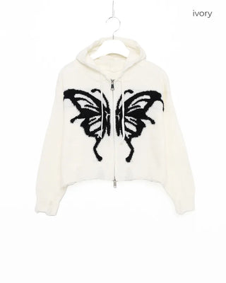 Butterfly knit zip-up