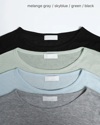 See-through ribbed long T-shirt
