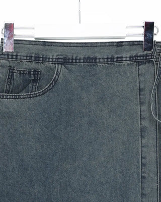 Wrap long denim skirt