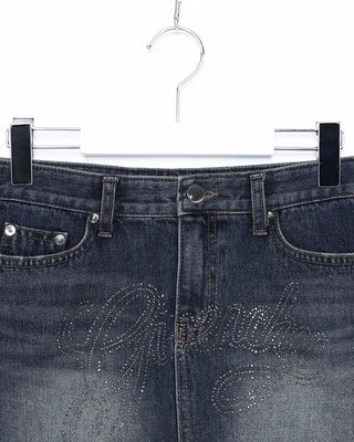 Cubic lettering denim mini skirt
