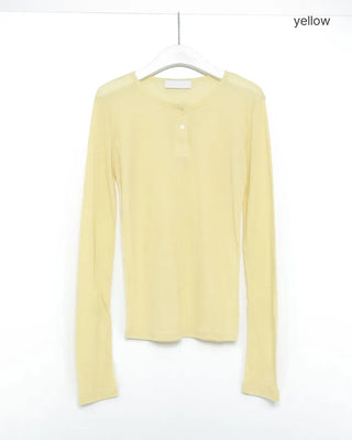 Henley neck layered T-shirt