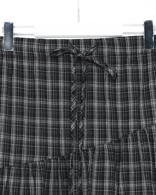 Checked banded long skirt
