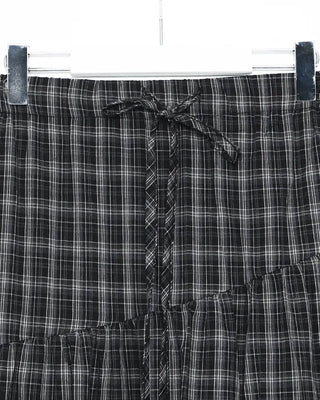 Checked frill long skirt