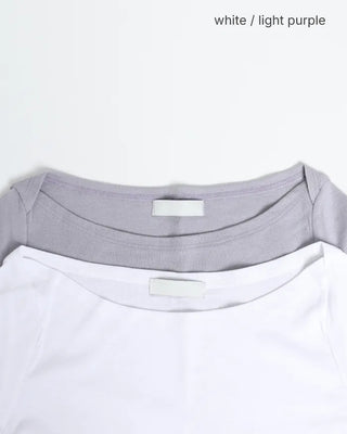 Boat neck cropped sleeve cut and sew