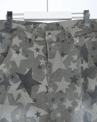 Star Damage Point Wide Cotton Pants