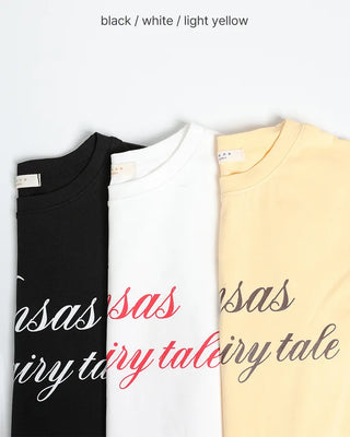 Lettering semi-cropped short-sleeve T-shirt