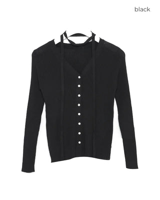 V-neck cardigan with waist-defining belt