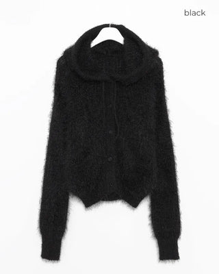 Hairy Knit Drop Shoulder Hoodie