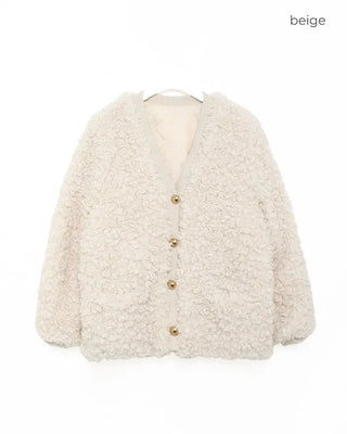 V-neck boa jacket