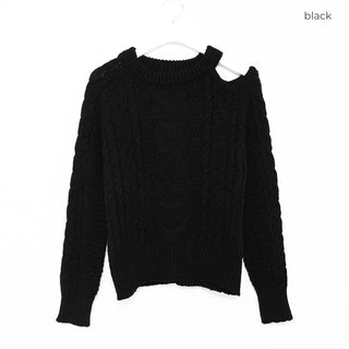 One-shoulder cable knit