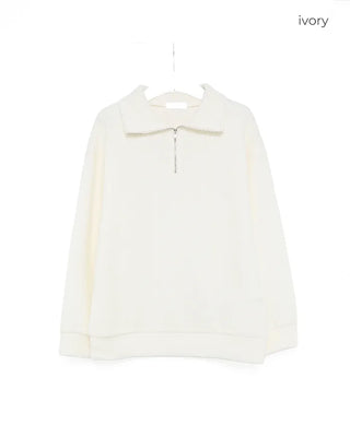Brushed Overfit Half Knit Zip