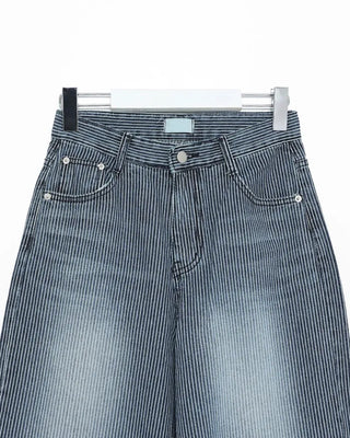 Striped detail denim pants