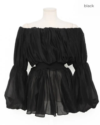 Off-shoulder chiffon blouse dress