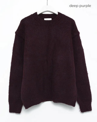 (Unisex) Wool Blend Round Neck Hairy Knit