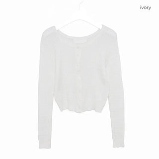 Round neck cable knit cardigan