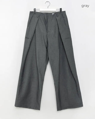 (Unisex) Double-waisted unique wide slacks