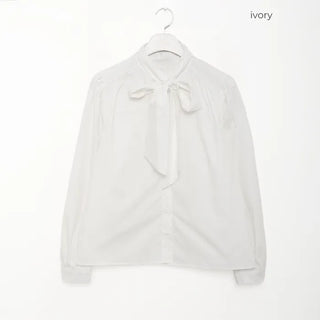 High-neck tie blouse
