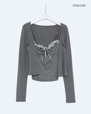 Flower camisole & cardigan set