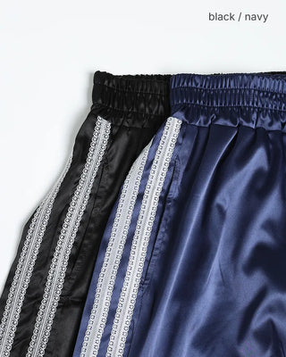 Lace satin Bermuda trunk pants