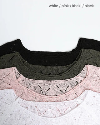 Diamond-punched drawstring summer knit