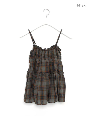 Tiered check sleeveless dress