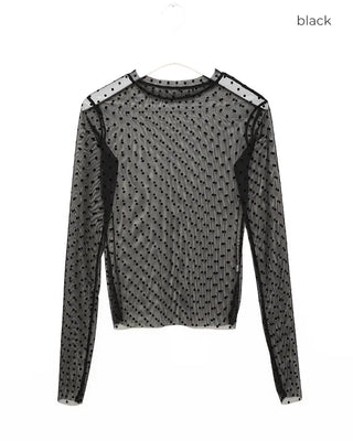 Polka Dot See-Through Long Sleeve T-Shirt