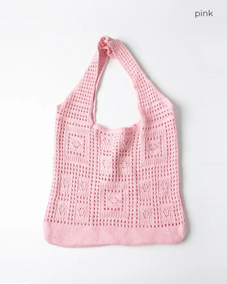 Perforated knit shoulder bag