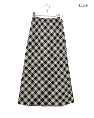 Checked long skirt