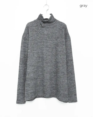 Side Button Point Half Neck Knit