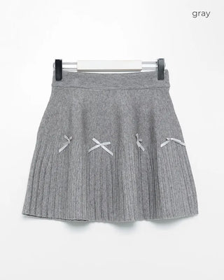 Ribbon detail pleated mini skirt