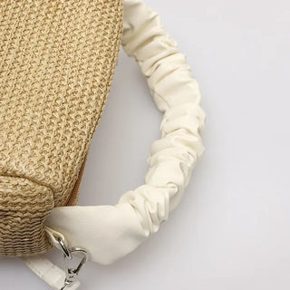 Shirred rattan square bag