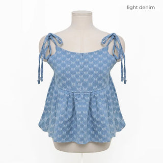 Ribbon denim bustier