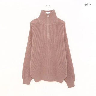 Half-zip knit top