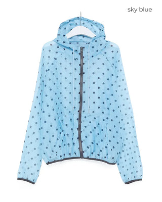 Loose-fit polka dot hooded zip-up
