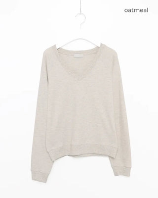 Waffle V-neck sweatshirt