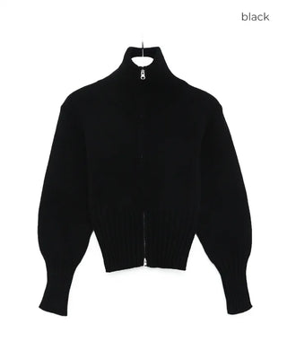 Double-zip ribbed knit top