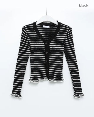 Striped V-neck cardigan