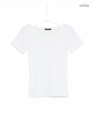 Jewel Neck Modal Half T-Shirt