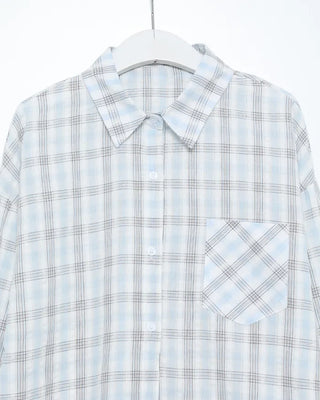 Round Hem Seersucker Check Shirt