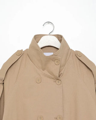 High-neck double-breasted half coat