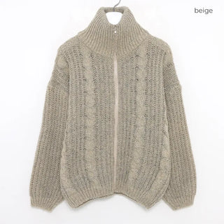 Cable Zipper Cardigan