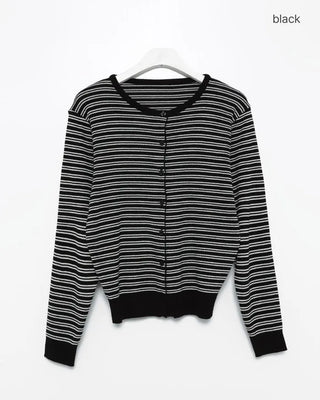 Round neck striped cardigan