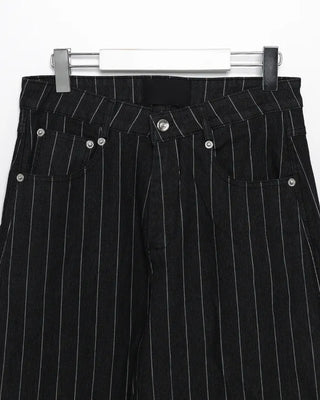 (Unisex) Hammer Loop Pinstripe Black Denim Pants