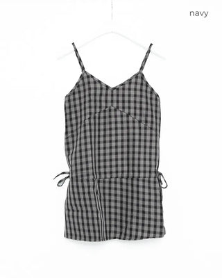 String Check Camisole Mini Dress