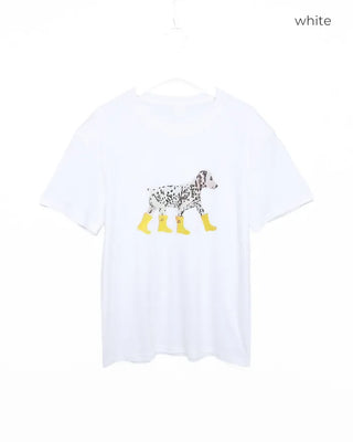 Rain boot puffy print half-sleeve T-shirt