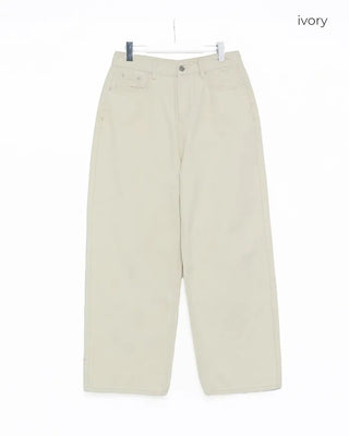 Back-button cotton wide-leg pants