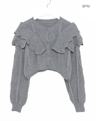 Double ruffle knit cardigan