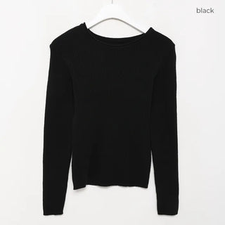 Wool ribbed neckline knit