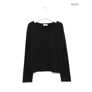 Jewel neck long T-shirt