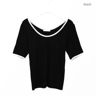 Two-tone slim short-sleeved T-shirt
